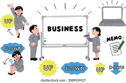 Business illustration set of men and women in suits