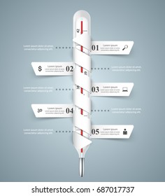 Business illustration of a thermometer. Health and temperature.