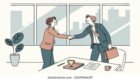 business illustration tow people meeting