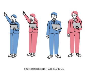 Business Illustration.Pointing fingers, explaining, presenting, motivating and