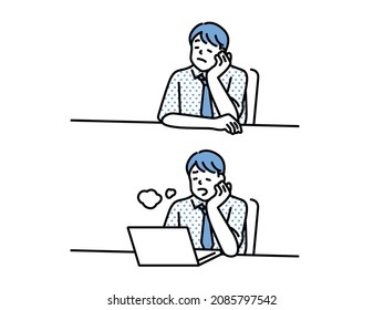 Business illustrations (motivation, fatigue, fatigue, busyness, depression, failure, worry)