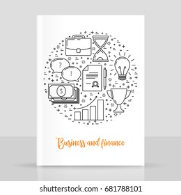 Business illustrations thin line design, vector concept brochure layout