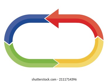 Business image infographics 4-split oval-shaped arrow 3D white background