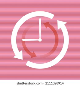 Business image infographics. Clock-shaped arrow background. Time lapse, time is money image.