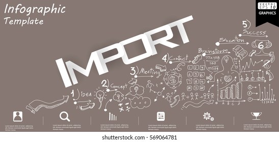 Business Import text modern Idea and Concept Vector illustration Infographic template with icon.