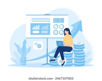 Business improvement analysis trending concept flat illustration