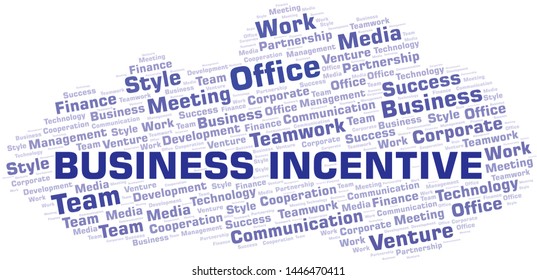Business Incentive word cloud. Collage made with text only.
