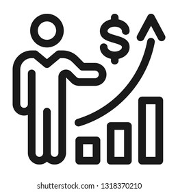 Business income growth graph icon. Line style