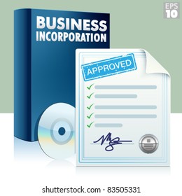Business incorporation kit with box, cd and approved documents