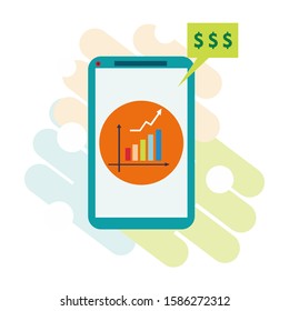 business increase chart graphic vector in flat design
