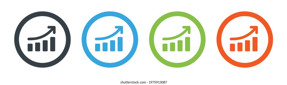 Business increasing chart with arrow. Growth data graph collection.