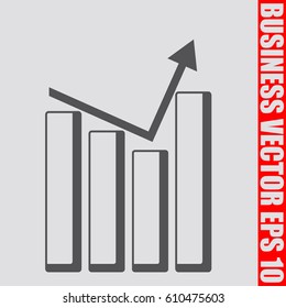 Business increasing,growing graph and chart in flat style.Vector illustration.