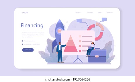 Business incubator web banner or landing page. Business people and investors supporting new businesses. Money and professional assistance for start up project. Isolated flat vector illustration