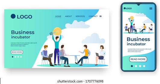 Business incubator.Template for the user interface of the website's home page.Landing page template.The adaptive design of the smartphone.vector illustration.