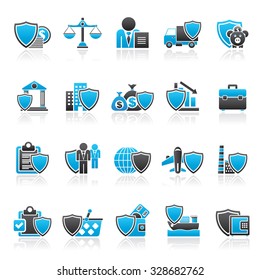Business and industrial insurance icons  - vector icon set