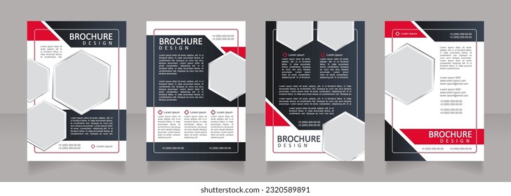 Diseño de folletos en blanco para soluciones empresariales e industriales. Conjunto de plantillas con espacio de copia para texto. Recopilación de informes corporativos prefabricados. Editable 4 páginas de papel. Calibri, fuentes ariales utilizadas