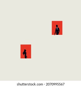 Ungleichheit in den Unternehmen, Mansplaining, Vektorkonzept. Symbol der unfairen Diskriminierung. Minimale Design abstrakte eps10 Illustration.