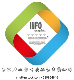 business info graphic colored with four options and some web icons
