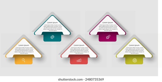 Business info graphic element with 5 options, steps, number template design Premium Vector