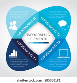 Business Info graphic Elements. Flower Design with 4 Options on Abstract white 
