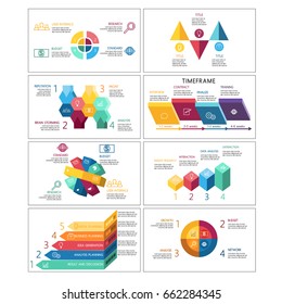Business Info graphic presentation template set for reports Set 2