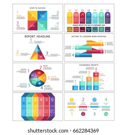 Business Info graphic presentation template set for reports Set 1