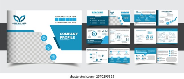 Business info graphic template, Landscape Company profile design, Business Visualization Design, infographic company profile