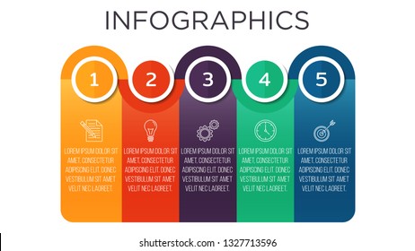 Business Info graphic template. Vetical label with label 5 steps or 5 options.