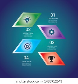 Business info graphics. Presentation with 4 step, options. Vector info graphic template