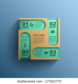 Business Info graphics, Square with information sectors under, Step up options, Vector illustration