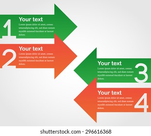 Business info graphics tabs template. Can used for web design, banners, brochures, presentation. Green and red colors. Vector illustration.