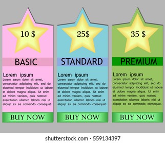 Business info graphics tabs template for presentation, sites, web design, banner, brochure, tariff cards. Business menu. Vector illustration
