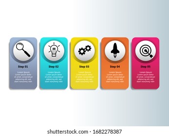 Business Info-Grafikvorlage mit fünf Schritten 