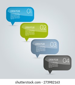 Business info graphics template for presentation, education, web design, banners, brochures, flyers. Blue, green, grey and black tabs. Vector illustration.