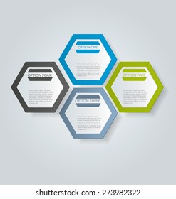 Business info graphics template for presentation, education, web design, banners, brochures, flyers. Blue, green, grey and black tabs. Vector illustration.