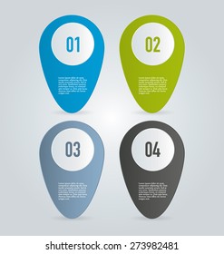 Business info graphics template for presentation, education, web design, banners, brochures, flyers. Blue, green, grey and black tabs. Vector illustration.