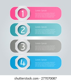 Business info graphics template for presentation, education, web design, banners, brochures, flyers. Blue, green, grey and black tabs. Vector illustration.