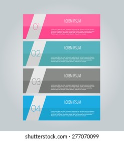 Business info graphics template for presentation, education, web design, banners, brochures, flyers. Blue, green, grey and black tabs. Vector illustration.