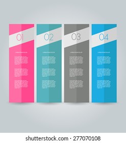Business info graphics template for presentation, education, web design, banners, brochures, flyers. Blue, green, grey and black tabs. Vector illustration.