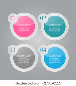 Business info graphics template for presentation, education, web design, banners, brochures, flyers. Blue, green, grey and black tabs. Vector illustration.