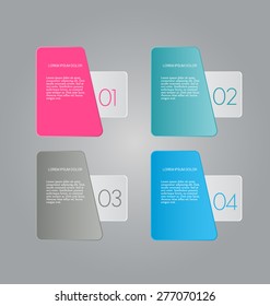 Business info graphics template for presentation, education, web design, banners, brochures, flyers. Blue, green, grey and black tabs. Vector illustration.