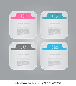 Business info graphics template for presentation, education, web design, banners, brochures, flyers. Blue, green, grey and black tabs. Vector illustration.