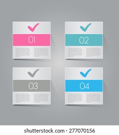 Business info graphics template for presentation, education, web design, banners, brochures, flyers. Blue, green, grey and black tabs. Vector illustration.