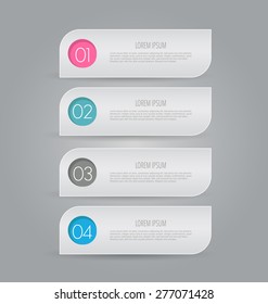 Business info graphics template for presentation, education, web design, banners, brochures, flyers. Blue, green, grey and black tabs. Vector illustration.
