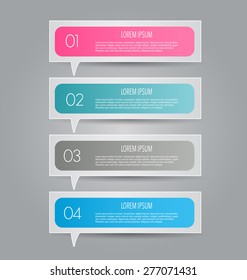 Business info graphics template for presentation, education, web design, banners, brochures, flyers. Blue, green, grey and black tabs. Vector illustration.