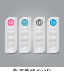 Business info graphics template for presentation, education, web design, banners, brochures, flyers. Blue, green, grey and black tabs. Vector illustration.