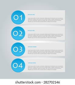Business info graphics template for presentation, education, web design, banners, brochures, flyers. Blue tabs. Vector illustration.