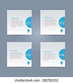 Business info graphics template for presentation, education, web design, banners, brochures, flyers. Blue tabs. Vector illustration.