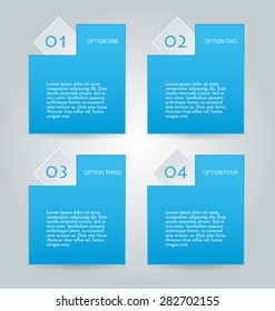 Business info graphics template for presentation, education, web design, banners, brochures, flyers. Blue tabs. Vector illustration.