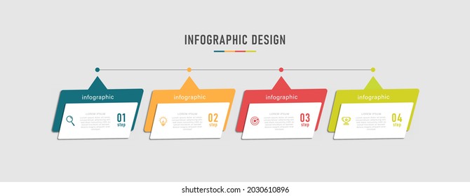Plantilla de gráficos de información comercial. línea de tiempo con 4 pasos, opciones. se puede utilizar para diagrama de flujo de trabajo, gráfico de información, diseño web
